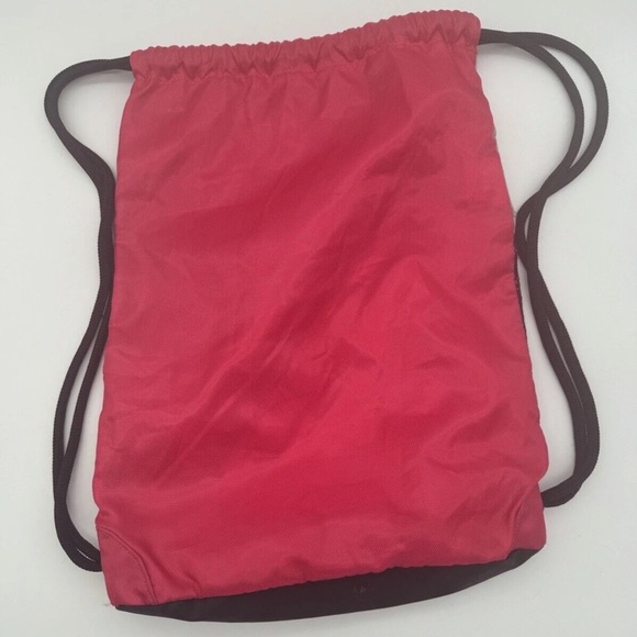 Adidas Cinch Sack Drawstring Backpack Sling Gym Bag Pink Gray Yellow Neon Zip - Picture 3 of 6